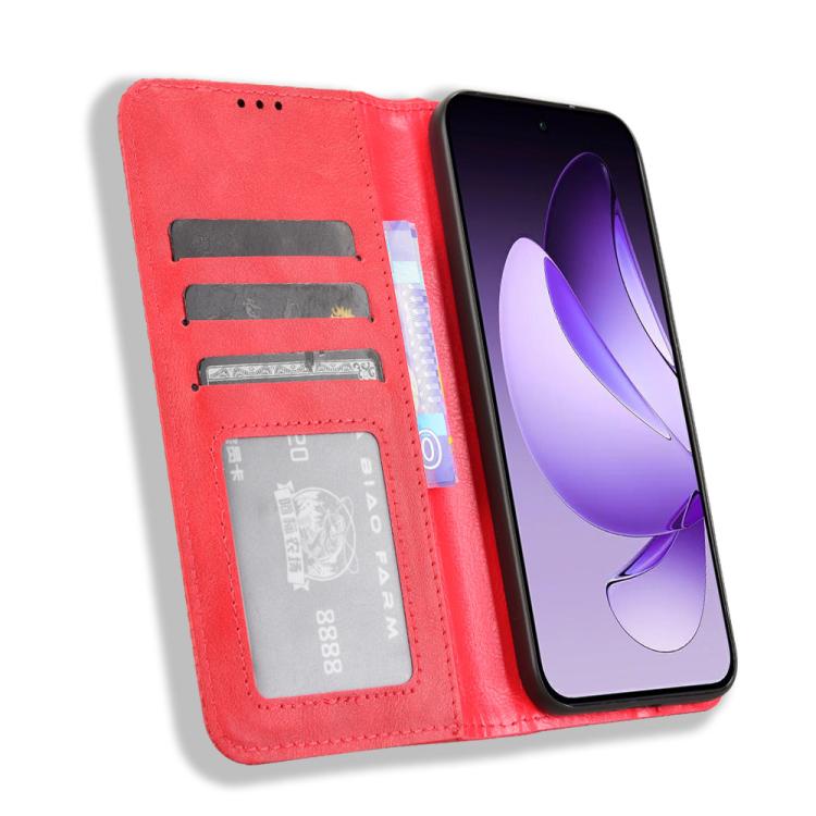 For OPPO Reno13 5G Global Magnetic Buckle Retro Texture Leather Phone Case