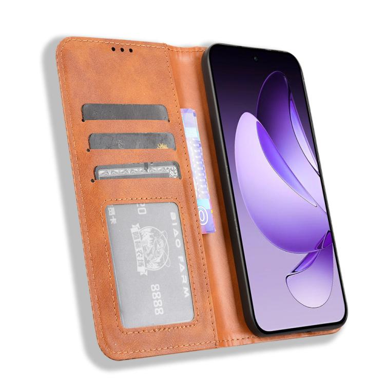 For OPPO Reno13 5G Global Magnetic Buckle Retro Texture Leather Phone Case