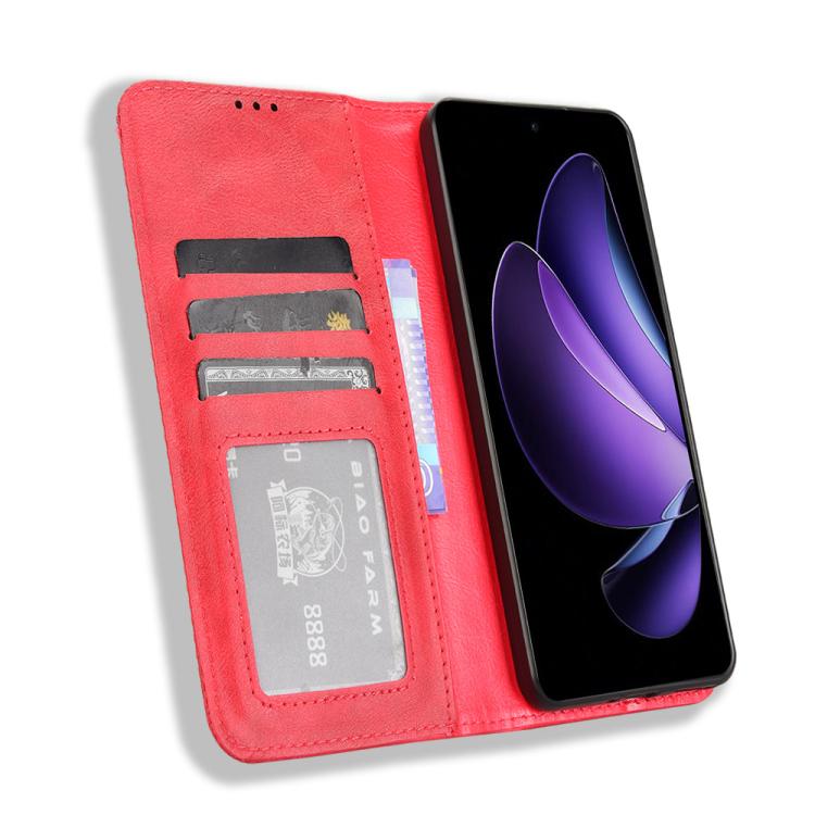 For OPPO Reno13 F 4G / 5G Magnetic Buckle Retro Texture Leather Phone Case