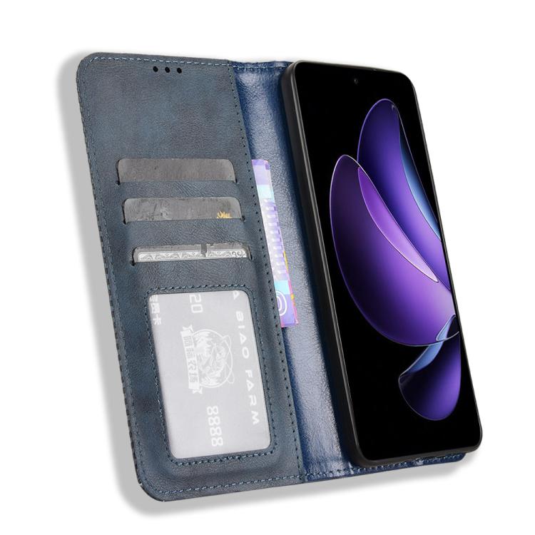 For OPPO Reno13 F 4G / 5G Magnetic Buckle Retro Texture Leather Phone Case