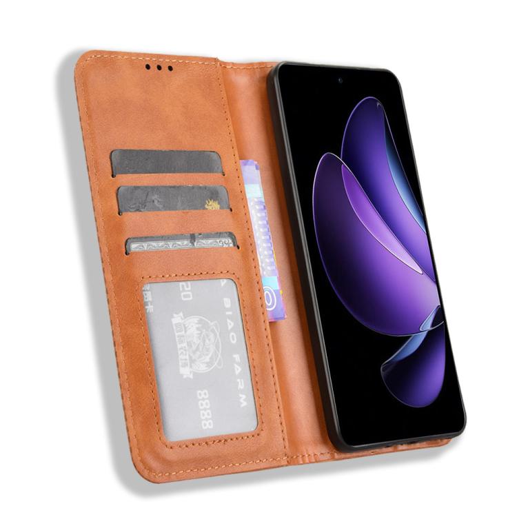 For OPPO Reno13 F 4G / 5G Magnetic Buckle Retro Texture Leather Phone Case