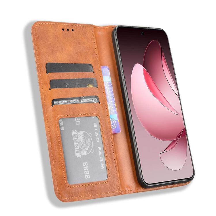 For OPPO Reno13 Pro 5G Global Magnetic Buckle Retro Texture Leather Phone Case
