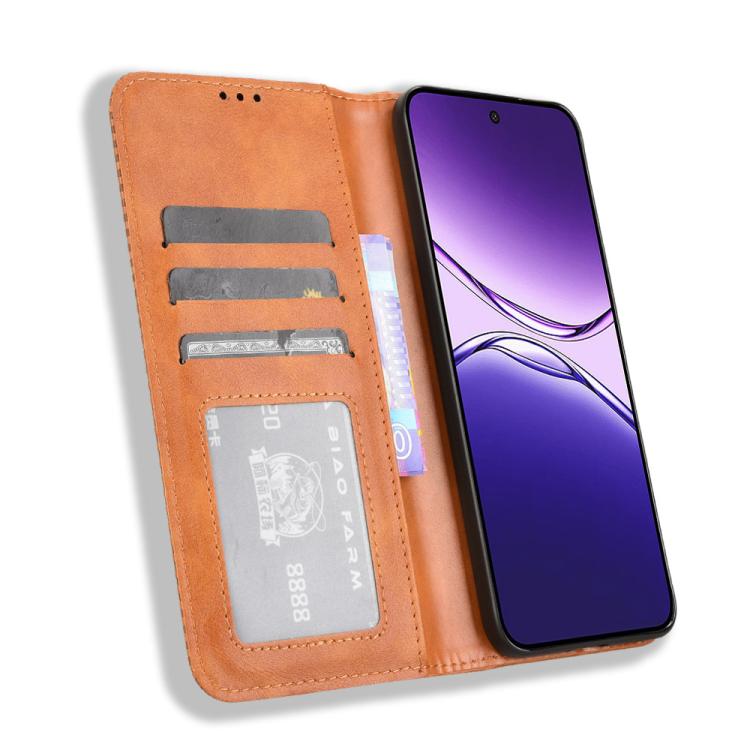 For OPPO F29 5G Global Magnetic Buckle Retro Texture Leather Phone Case