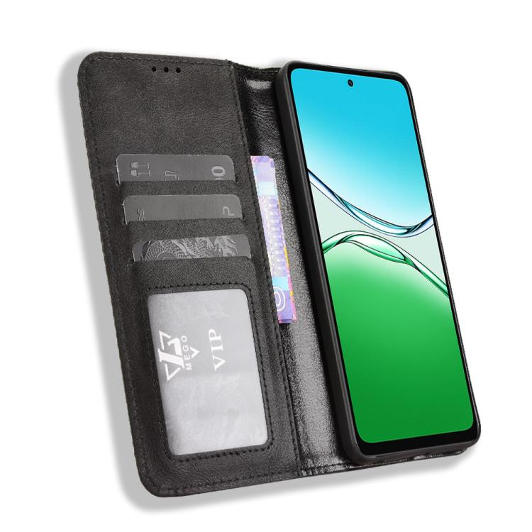 For OPPO A5 4G / 5G Global Magnetic Buckle Retro Texture Leather Phone Case