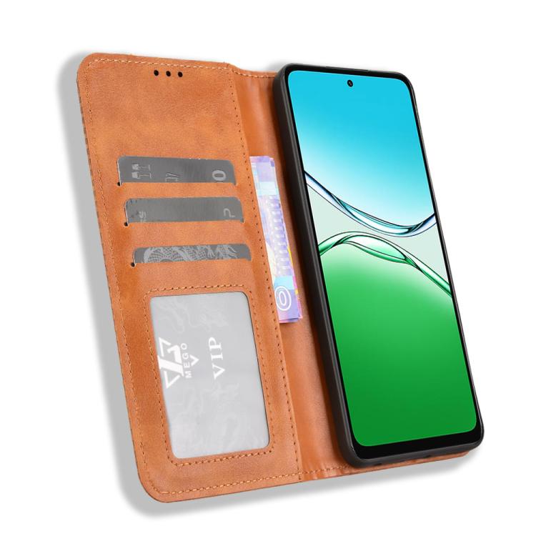 For OPPO A5 4G / 5G Global Magnetic Buckle Retro Texture Leather Phone Case