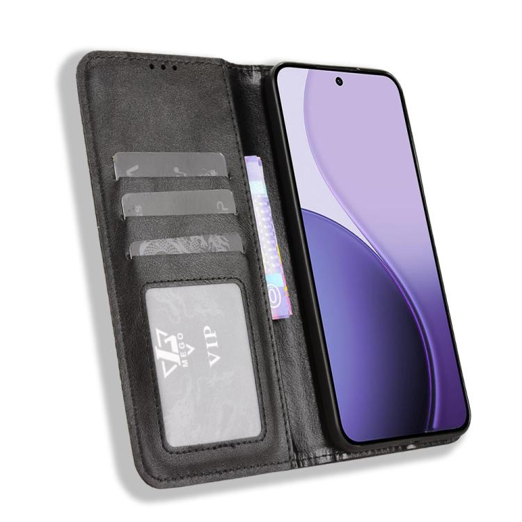For OPPO Reno14 5G Global Magnetic Buckle Retro Texture Leather Phone Case
