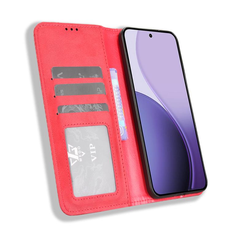 For OPPO Reno14 5G Global Magnetic Buckle Retro Texture Leather Phone Case