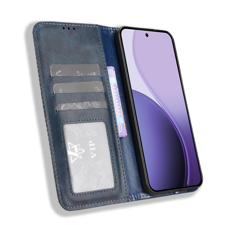 For OPPO Reno14 5G Global Magnetic Buckle Retro Texture Leather Phone Case