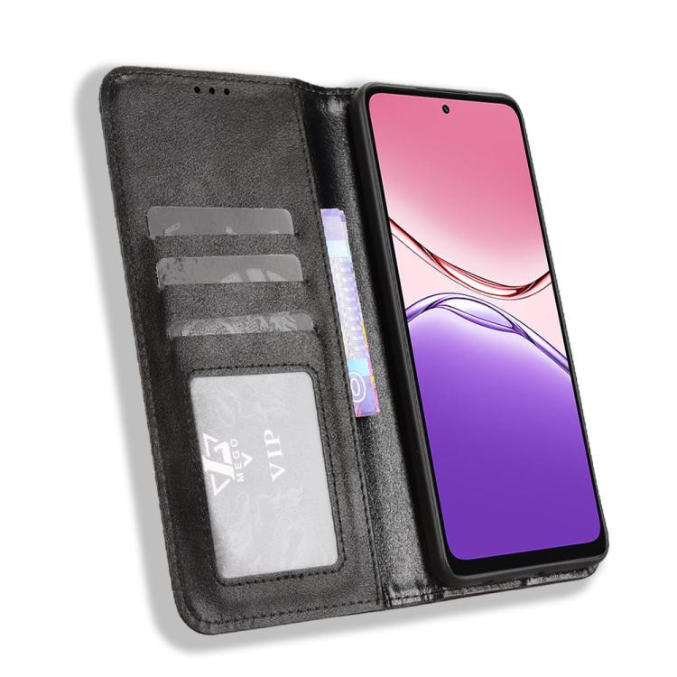For OPPO A5x 4G / 5G Global Magnetic Buckle Retro Texture Leather Phone Case