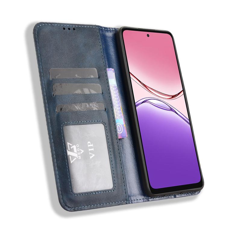 For OPPO A5x 4G / 5G Global Magnetic Buckle Retro Texture Leather Phone Case
