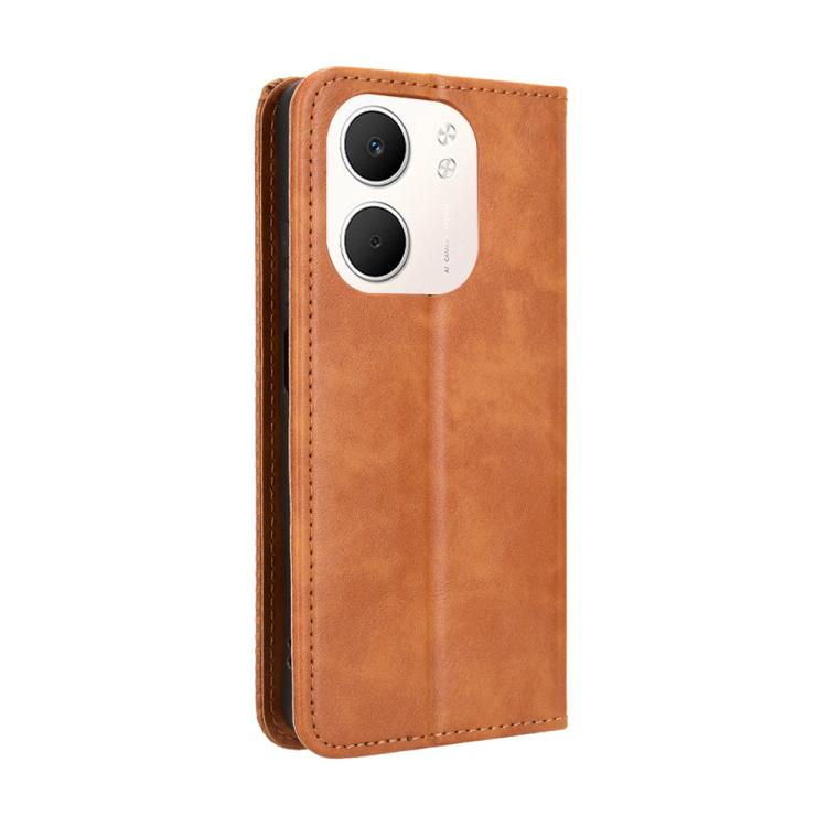 For OPPO A5x 4G / 5G Global Magnetic Buckle Retro Texture Leather Phone Case