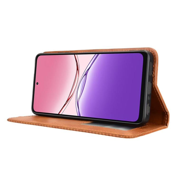 For OPPO A5x 4G / 5G Global Magnetic Buckle Retro Texture Leather Phone Case