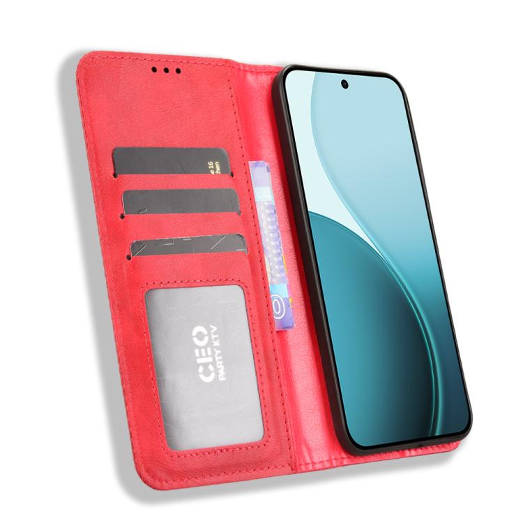 For OPPO Reno14 F 5G Magnetic Buckle Retro Texture Leather Phone Case