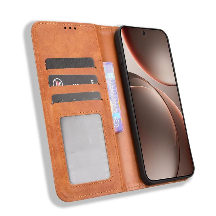 For OPPO Find X9 Magnetic Buckle Retro Texture Leather Phone Case