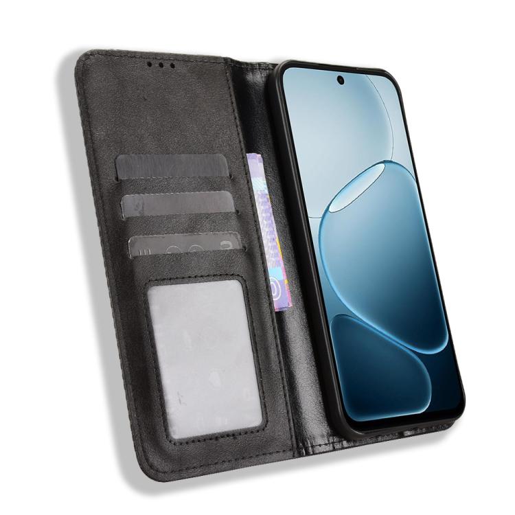 For OPPO A6x 5G / 4G Magnetic Buckle Retro Texture Leather Phone Case