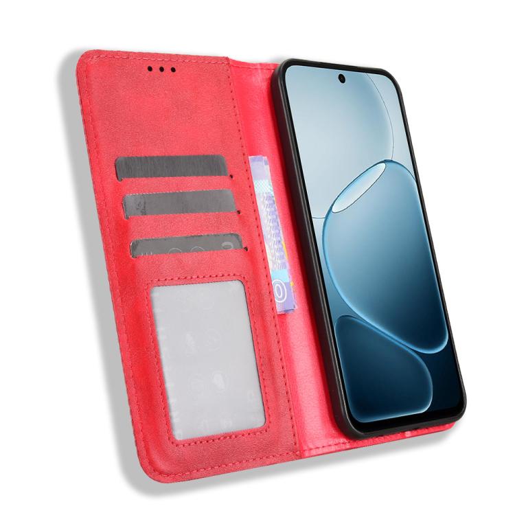For OPPO A6x 5G / 4G Magnetic Buckle Retro Texture Leather Phone Case