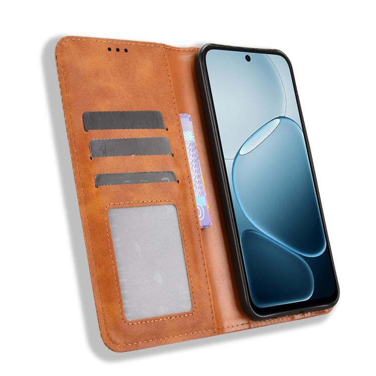 For OPPO A6x 5G / 4G Magnetic Buckle Retro Texture Leather Phone Case