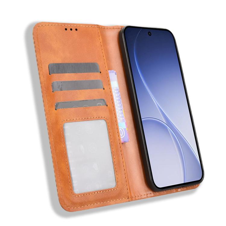 For OPPO Reno15 5G Global / 15c Magnetic Buckle Retro Texture Leather Phone Case