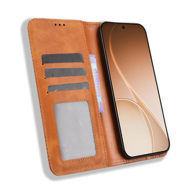 For OPPO Reno15 F 5G Magnetic Buckle Retro Texture Leather Phone Case