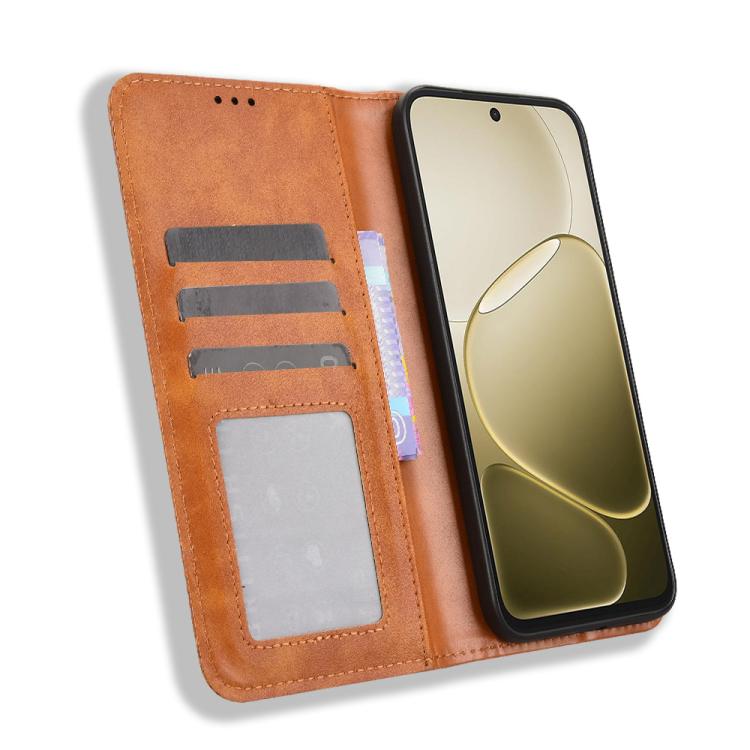 For OPPO A6s 5G / A6 5G Global Magnetic Buckle Retro Texture Leather Phone Case
