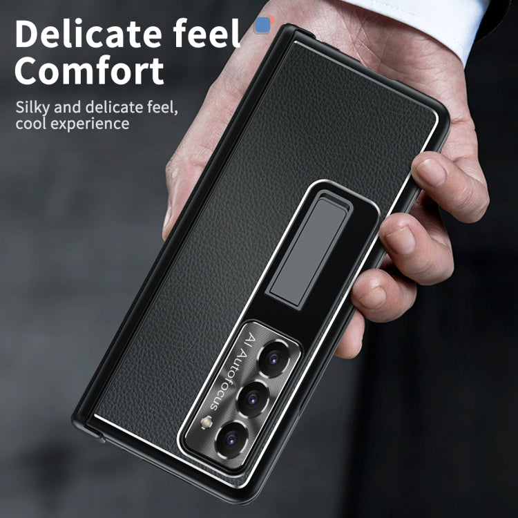 For Samsung Galaxy Z Fold5 Litchi Pattern Magnetic Shell Film Integrated Shockproof Phone Case