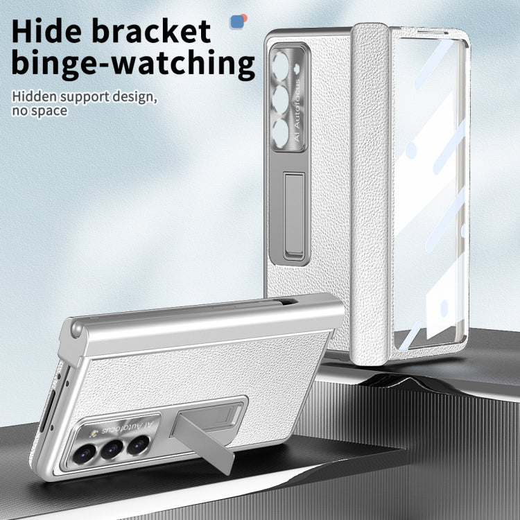 For Samsung Galaxy Z Fold5 Litchi Pattern Magnetic Shell Film Integrated Shockproof Phone Case