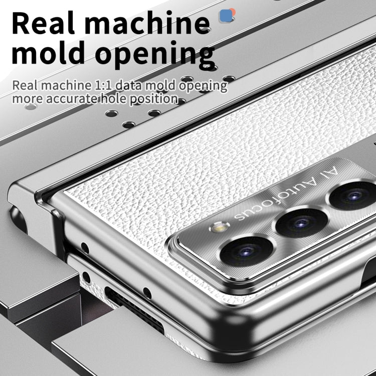 For Samsung Galaxy Z Fold5 Litchi Pattern Magnetic Shell Film Integrated Shockproof Phone Case