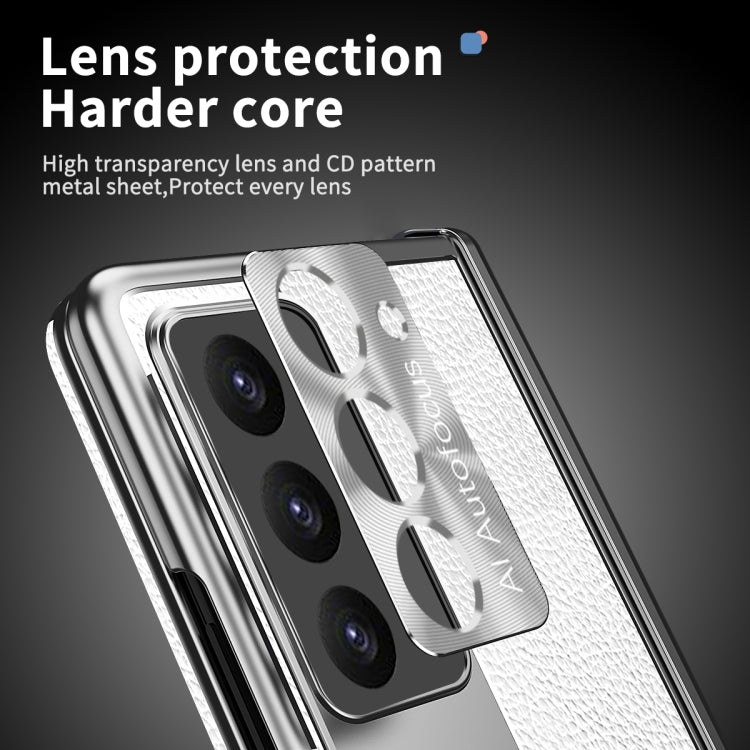 For Samsung Galaxy Z Fold5 Litchi Pattern Magnetic Shell Film Integrated Shockproof Phone Case