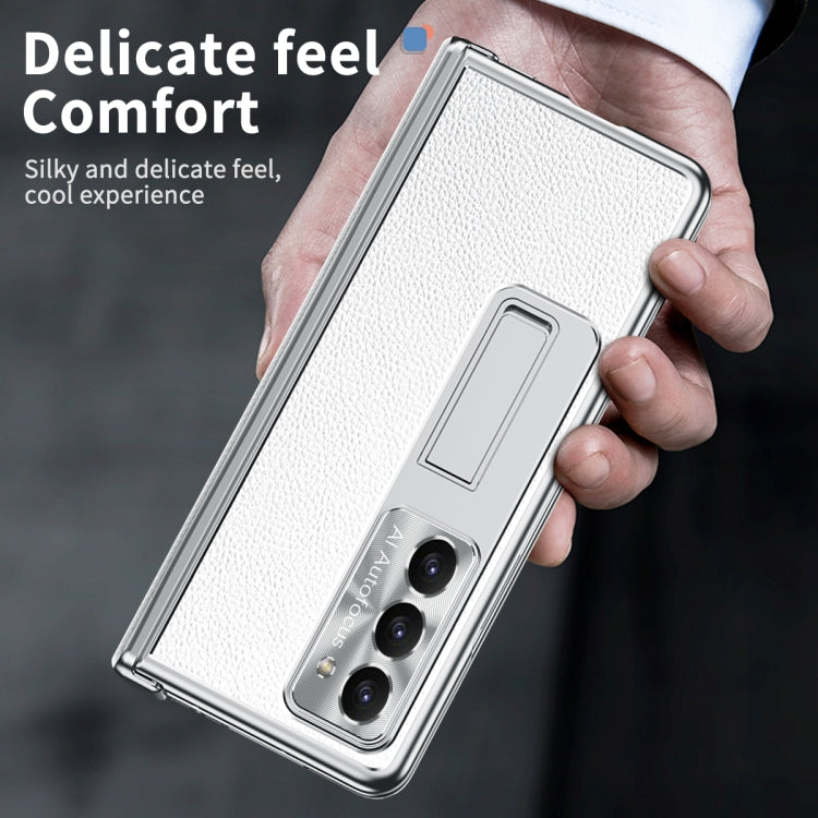 For Samsung Galaxy Z Fold5 Litchi Pattern Magnetic Shell Film Integrated Shockproof Phone Case