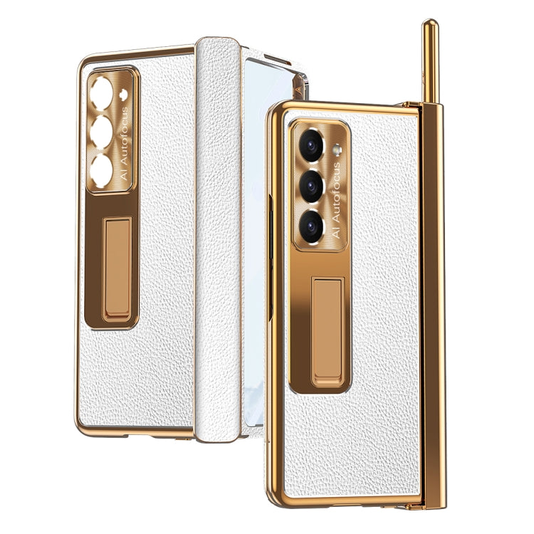For Samsung Galaxy Z Fold5 Litchi Pattern Magnetic Shell Film Integrated Shockproof Phone Case