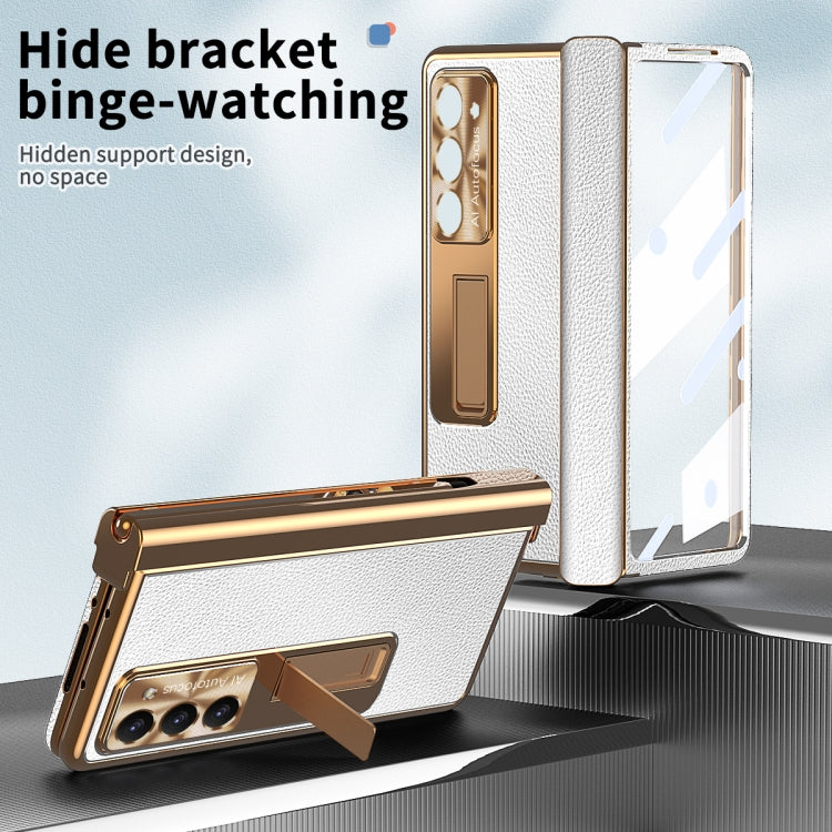 For Samsung Galaxy Z Fold5 Litchi Pattern Magnetic Shell Film Integrated Shockproof Phone Case