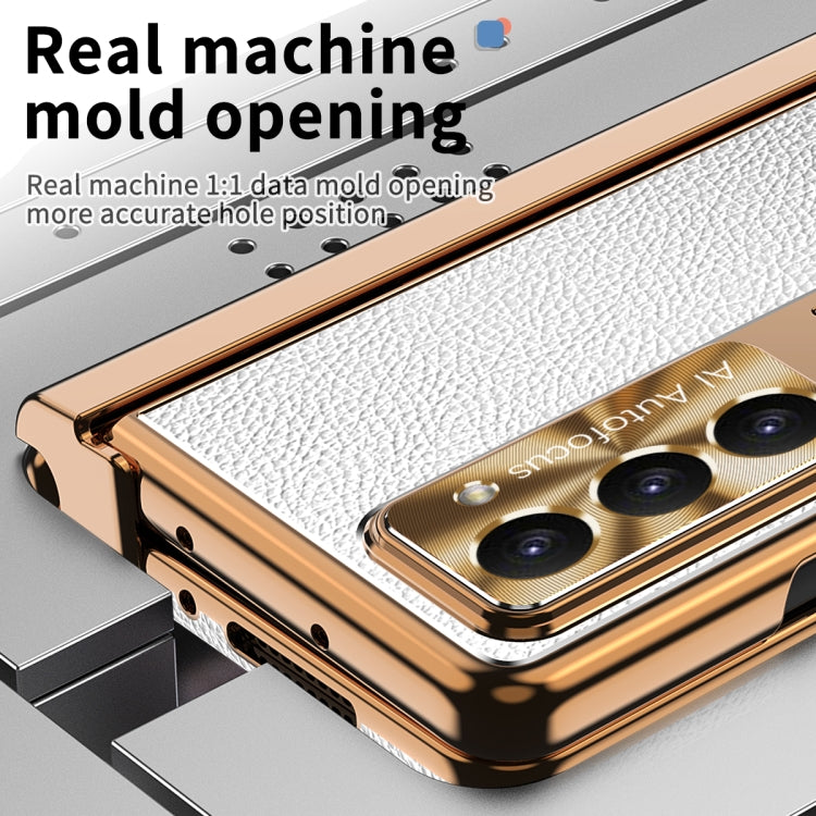 For Samsung Galaxy Z Fold5 Litchi Pattern Magnetic Shell Film Integrated Shockproof Phone Case
