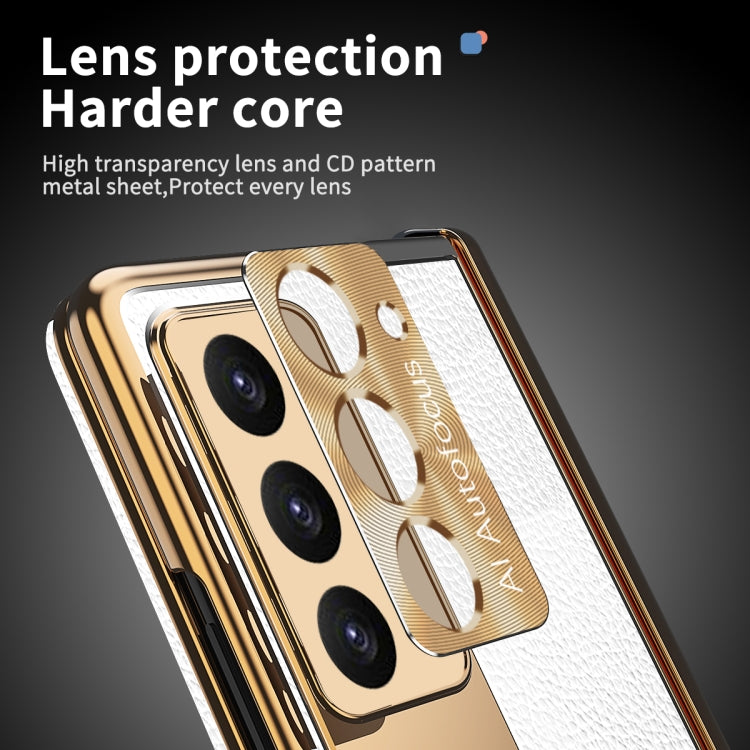 For Samsung Galaxy Z Fold5 Litchi Pattern Magnetic Shell Film Integrated Shockproof Phone Case