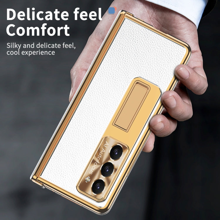 For Samsung Galaxy Z Fold5 Litchi Pattern Magnetic Shell Film Integrated Shockproof Phone Case