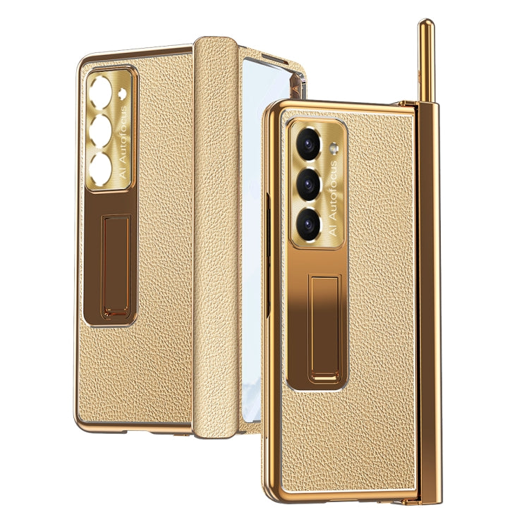 For Samsung Galaxy Z Fold5 Litchi Pattern Magnetic Shell Film Integrated Shockproof Phone Case