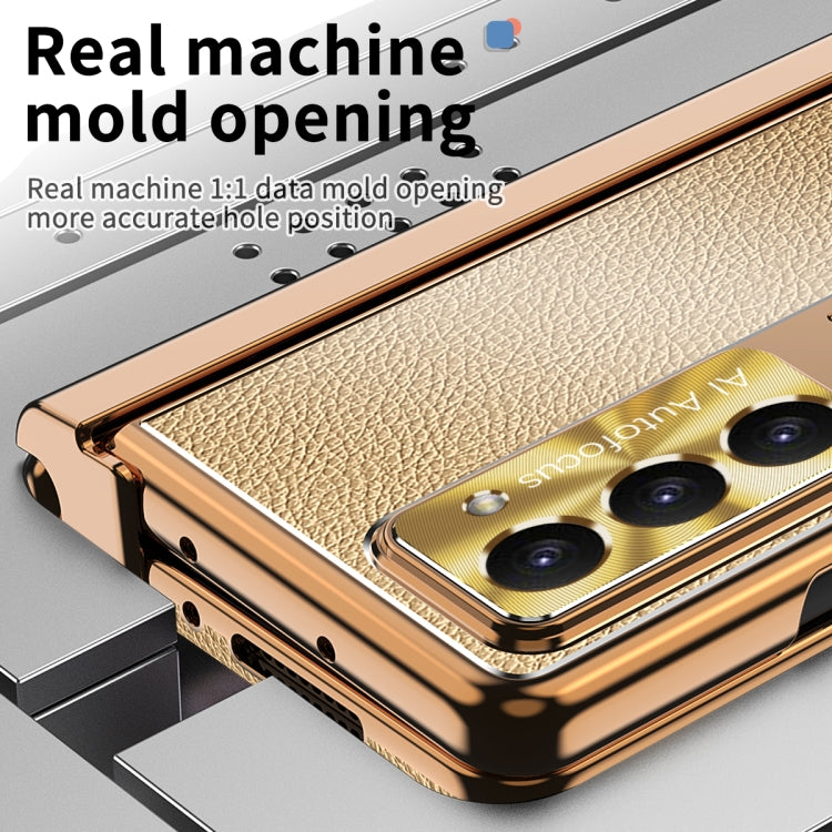 For Samsung Galaxy Z Fold5 Litchi Pattern Magnetic Shell Film Integrated Shockproof Phone Case