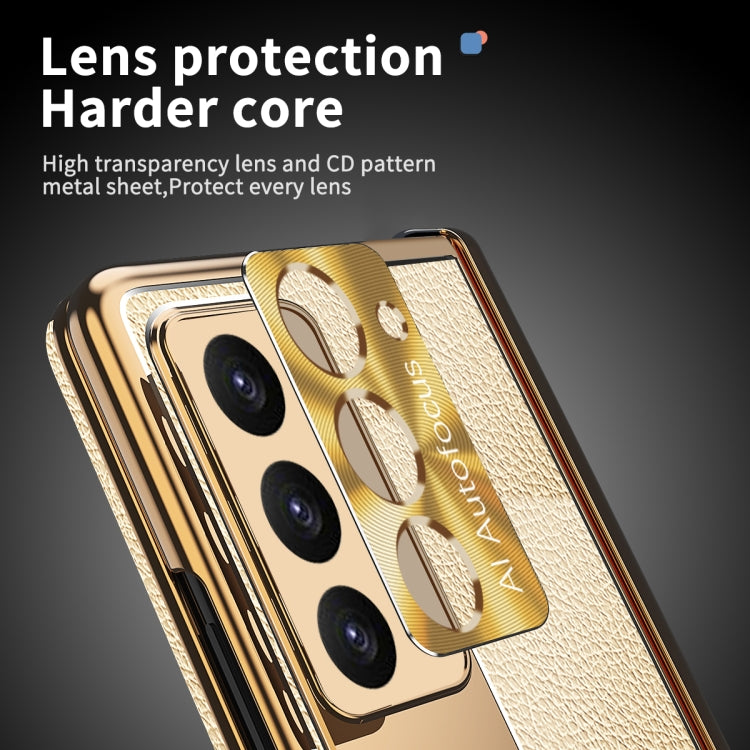 For Samsung Galaxy Z Fold5 Litchi Pattern Magnetic Shell Film Integrated Shockproof Phone Case