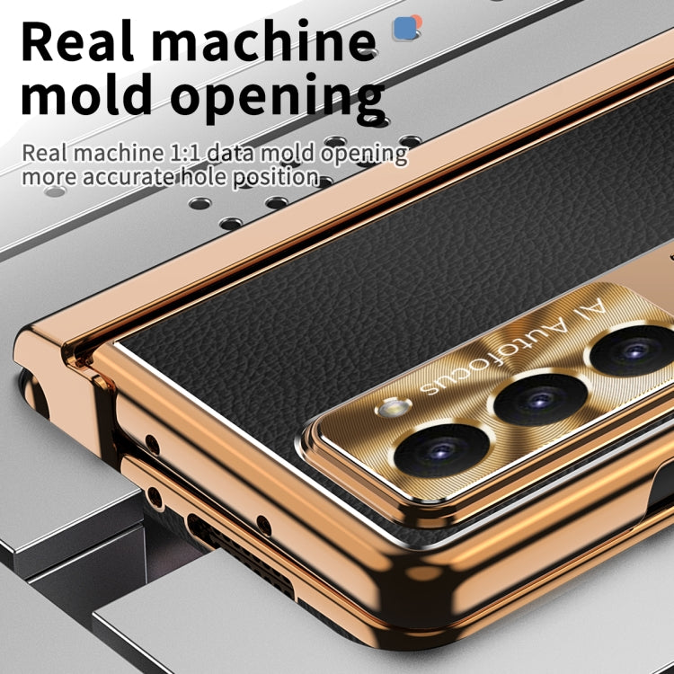 For Samsung Galaxy Z Fold5 Litchi Pattern Magnetic Shell Film Integrated Shockproof Phone Case