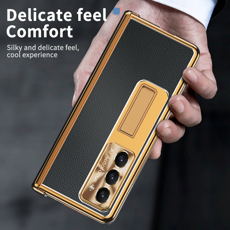 For Samsung Galaxy Z Fold5 Litchi Pattern Magnetic Shell Film Integrated Shockproof Phone Case