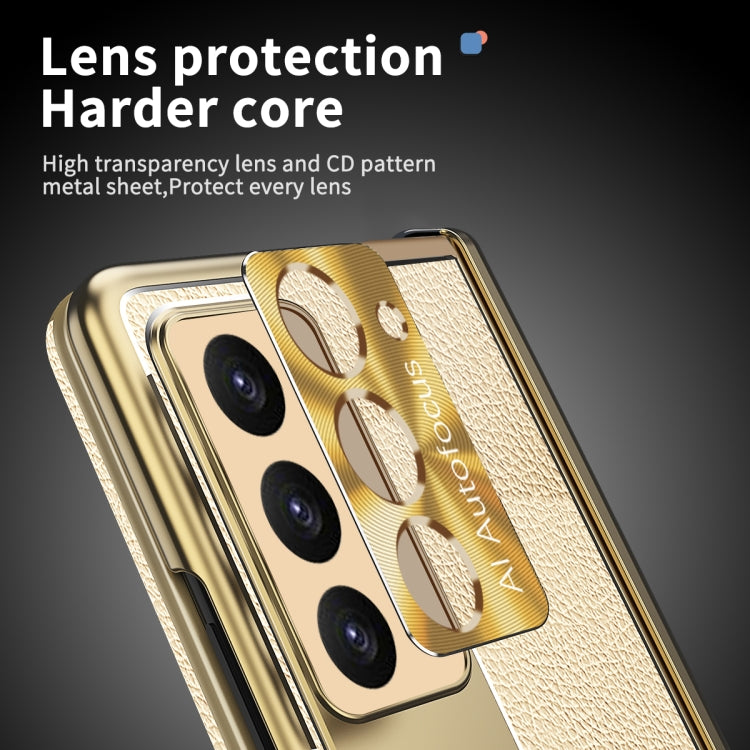 For Samsung Galaxy Z Fold5 Litchi Pattern Magnetic Shell Film Integrated Shockproof Phone Case