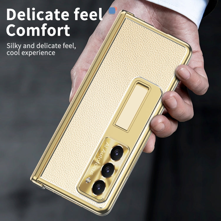 For Samsung Galaxy Z Fold5 Litchi Pattern Magnetic Shell Film Integrated Shockproof Phone Case