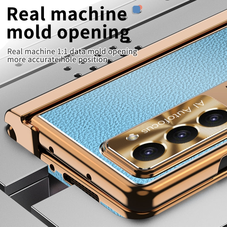For Samsung Galaxy Z Fold5 Litchi Pattern Magnetic Shell Film Integrated Shockproof Phone Case