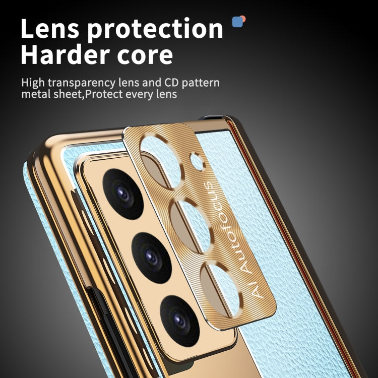 For Samsung Galaxy Z Fold5 Litchi Pattern Magnetic Shell Film Integrated Shockproof Phone Case