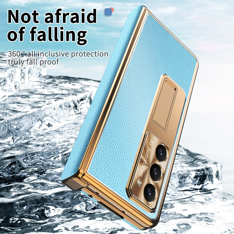 For Samsung Galaxy Z Fold5 Litchi Pattern Magnetic Shell Film Integrated Shockproof Phone Case