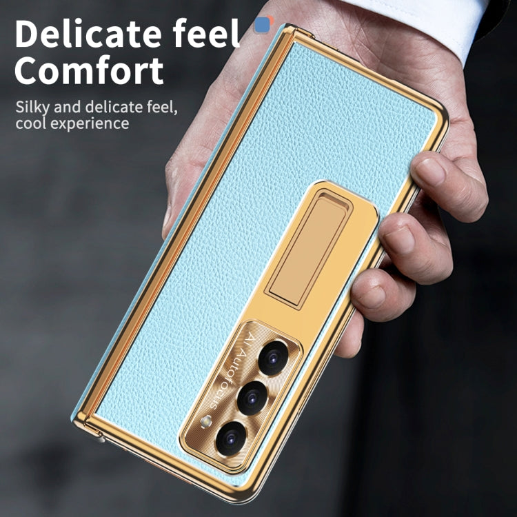 For Samsung Galaxy Z Fold5 Litchi Pattern Magnetic Shell Film Integrated Shockproof Phone Case