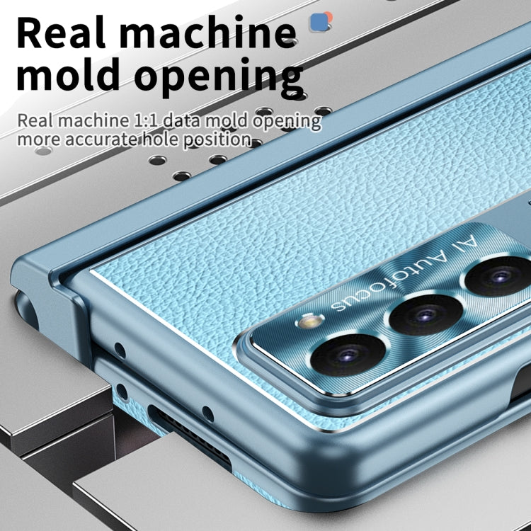 For Samsung Galaxy Z Fold5 Litchi Pattern Magnetic Shell Film Integrated Shockproof Phone Case