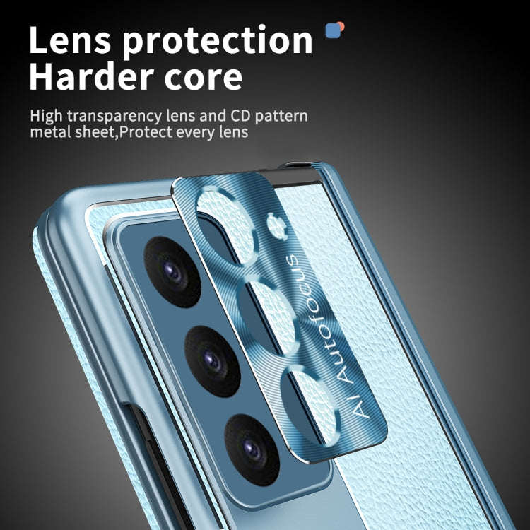 For Samsung Galaxy Z Fold5 Litchi Pattern Magnetic Shell Film Integrated Shockproof Phone Case