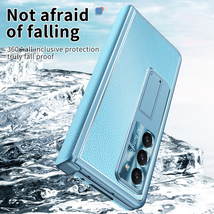 For Samsung Galaxy Z Fold5 Litchi Pattern Magnetic Shell Film Integrated Shockproof Phone Case