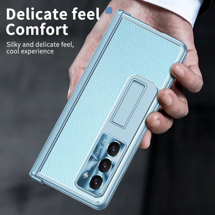 For Samsung Galaxy Z Fold5 Litchi Pattern Magnetic Shell Film Integrated Shockproof Phone Case