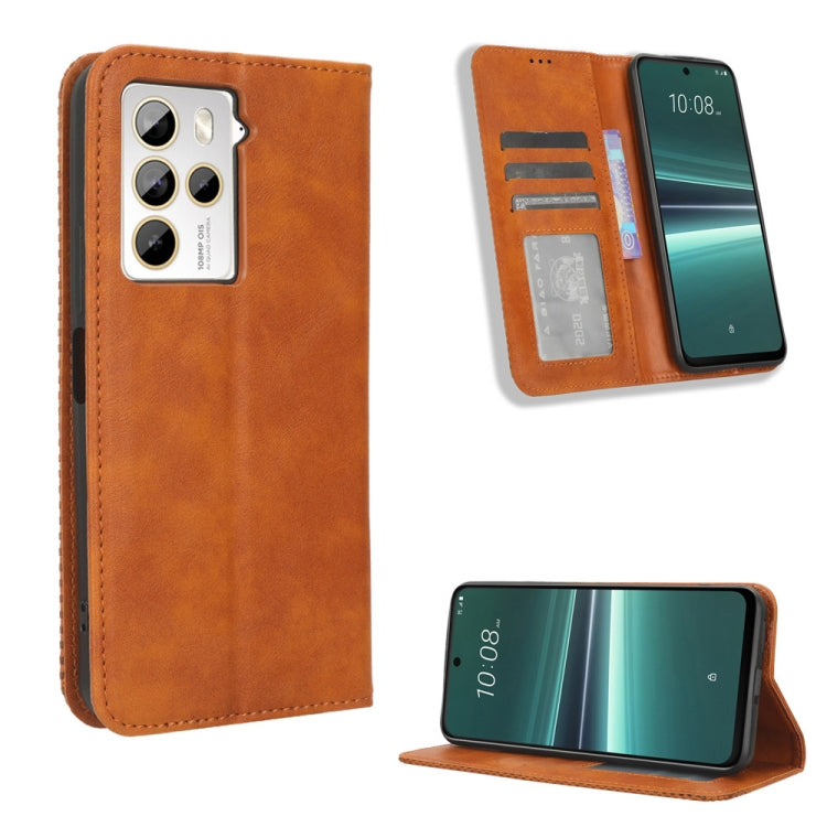 For HTC U23 / U23 Pro Magnetic Buckle Retro Texture Leather Phone Case